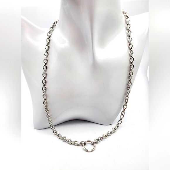 Chain link curb necklace eternity circle N1703 - Picture 1 of 5